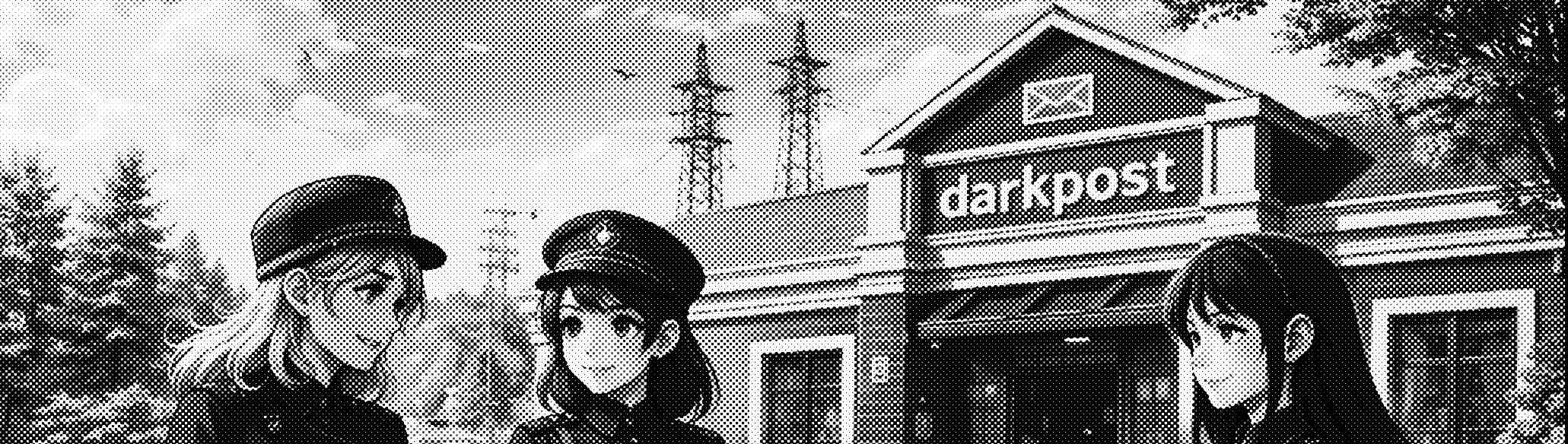 Darkpost women standing before Darkpost Office building.